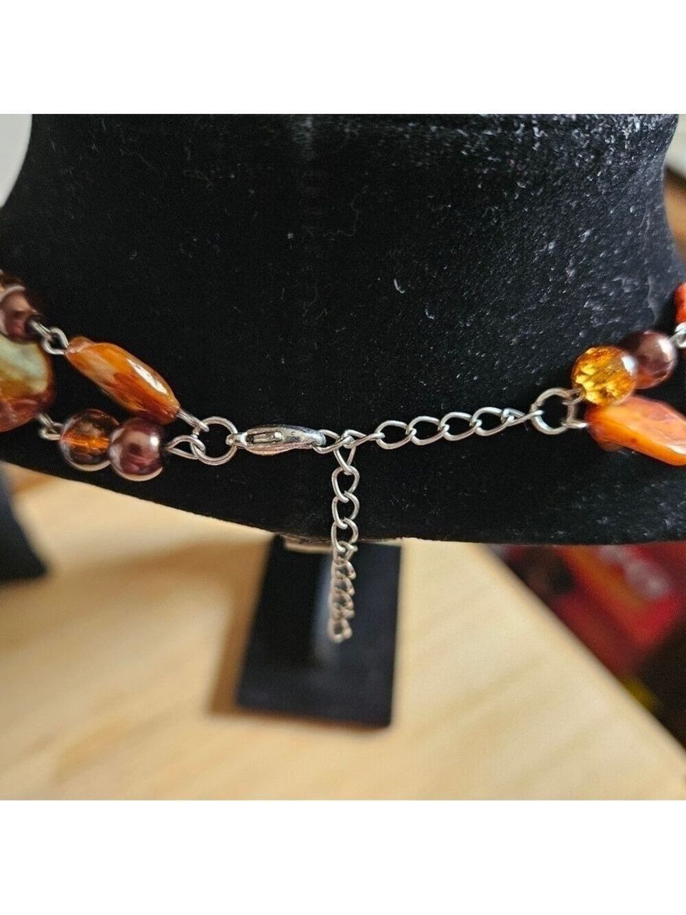 Vintage 80s Agate Stone Nugget 2-Strand Necklace - Picture 2 of 7